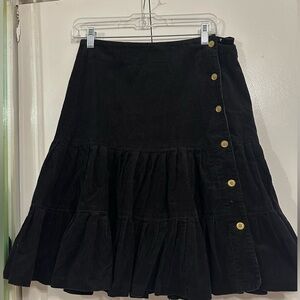 Black corduroy knee length skirt